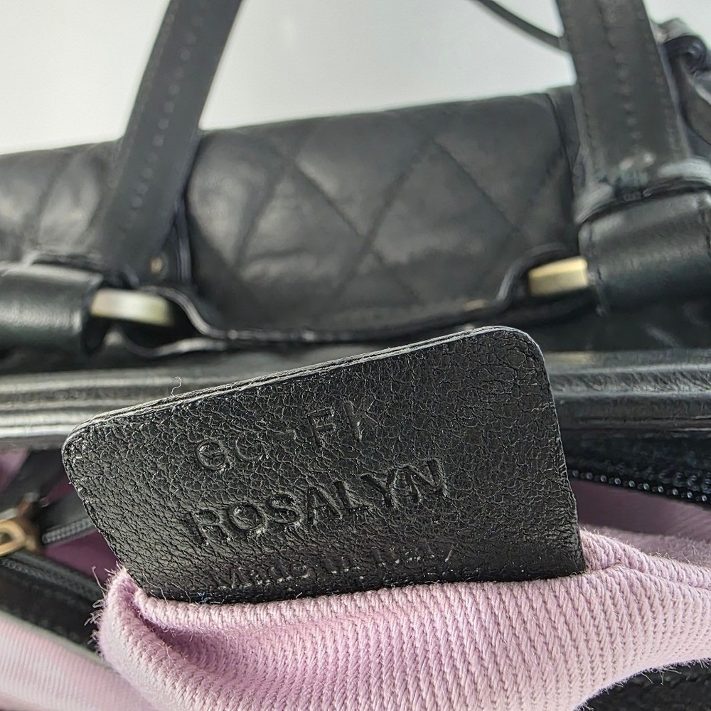 Bally Quilted Rosalyn Tassell Satchel Baguette Handbag Black Leather - Picture 13 of 16